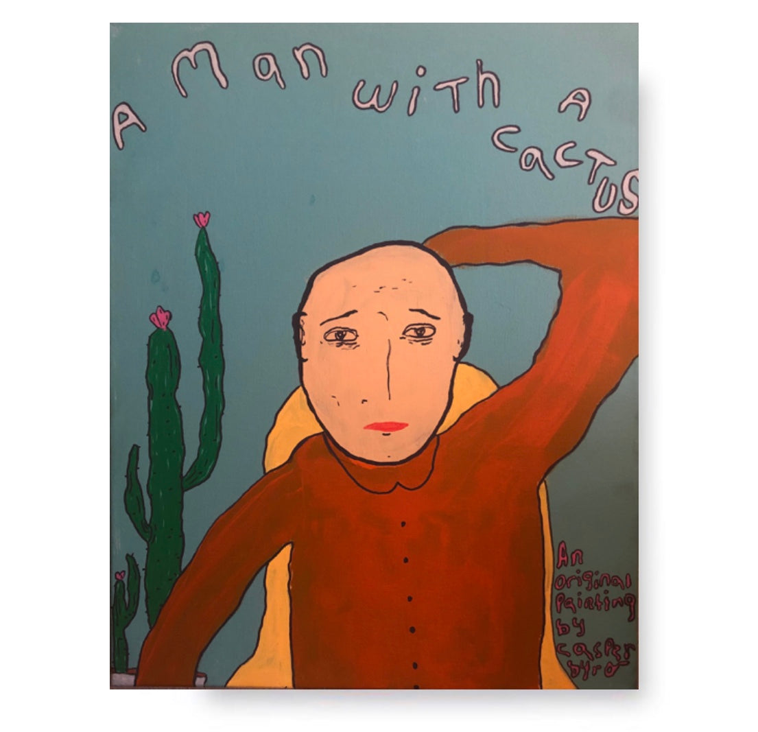 a man with a cactus